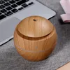 Diffusor aus ätherischen Ölen mit Holzmaserung, Ultraschall-Aromatherapie, Bambusfarbe, USB-Luftbefeuchter 130 ml mit wechselndem Nachtlicht, Luftreiniger BC BH3535