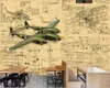 Beibehang Papel de Parede Wallpaper Ilustração Avião Ilustrações Industrial Foto Wallpaper Bar Restaurante Fundo Fundo 3D