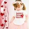 아빠의 작은 발렌타인 데이 아기 소녀 발렌타인 하트 티셔츠 키즈 유아 소녀 발렌타인 데이 사랑 셔츠 귀여운 어린이 티셔츠