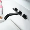 Black Brass Basin Faucet Embedded Box Bathroom Sink Faucets Chrome Brass Mixer Taps and Cold Water Bath Tap Wall Mounted271Y