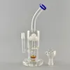 9-inch Recycler Glass Hookah Bong with Percolator, Bent Neck, and 14mm Male Joint