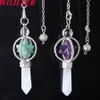 WOJIAER Merkaba Dowsing Pendulum Natural Stone Reiki Healing Pendant Pendulums for Radiesthesia Jewelry BO957