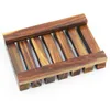 Antislip Bathing Soap Tray Natural Wooden Soap Dish Storage Holder Soap Rack Plate Box Container Bath Shower Plate Bathroom BH2288760460