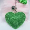 Heart Keychain Leather Tassel Key Holder Fashion Metal Crystal Rhinestone Key Chain Keyring Charm Bag Auto Pendant Gift Wholesale Price