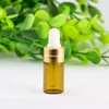 3ml Mini Empty Oil Bottles Amber Glass Refillable Pipette Bottle High Quality Eye Dropper Aromatherapy Container 3600Pcs Lot Via DHL