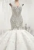 Luxury Arabic Dubai Beading Crystals Mermaid Wedding Dresses Hollow Out Backless Sleeveless Applique Ruched Long Bridal Wedding Gowns BC0502