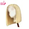Deep Part 13x6 Blond 613 Lace Front Wig Remy Pre Plucked Blunt Cut Colored Short Bob Ombre 1B Mänskliga Hår Paryk Med Baby Hair