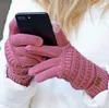 Luvas CC malha de Inverno cor sólida Unisex luvas do toque de tela Inverno CC tricô tela de toque inteligente Cellphone cinco dedos Luvas 2019