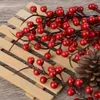 10Pcs Artificial Home Pine Cone Red Berry Bouquet Flower Branch Christmas Decoration Wedding Party Decor Festive Supplies 26cm