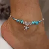 Bohemian Starfish Beads Stone Anklets for Women BOHO Silver Color Chain Bracelet on Leg Beach Ankle Jewelry 2019 NEW Gifts