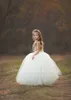 Puffy Gold Sequin Flower Girl Tutu Dress 2022 Junior Bridesmaids Dresses Ivory Tulle Floor Length Kids Wedding Little Girls Dresses