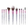 10 sztuk Makijaż Szczotki Zestaw Diamentowy Brokat Kryształ Uchwyt Mieszający Fundacja Proszek Eyeshadow Brwi Brush Brush Beauty Make Up Tools