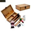 Tabakspijp Set Hout Stash Box + Aluminium kruidmolen met Dugout One Hitter + Siliconen Stash Jar Metalen DAB Tool + Glas Oliebrander Pijp