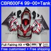 Body + Tank for HONDA CBR600 F4 CBR 600 F4 FS CBR600 F 4 287HM.0 CBR600F4 99 00 CBR600FS CBR 600F4 1999 2000 Fairings kit Glossy Silvery red