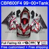 Body + tank voor HONDA CBR600 F4 CBR 600 F4 FS CBR600 F 4 287HM.0 CBR600F4 99 00 CBR600FS CBR 600F4 1999 2000 FUNDINGS KIT GLOSSY SILLY ROOD