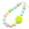 Limettengrüne Rose Blume Perlen Kid Chunky Halskette Helles Farbdesign DIY Bubblegum Bead Chunky Halskette Kinderschmuck für Kleinkinder Mädchen