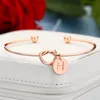 26 Letter Gold Silver Color Knot Heart Bracelet Bangle Girl Fashion Jewelry Alloy Round Pendant Bracelets for Women gift Bridesmaid gift