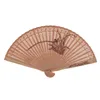 women hand fan wood carving antique craft wooden folding foldable sandalwood Chinese style ladies wedding gift