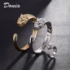 Donia Smycken Lyx Bangle Party European And American Fashion Leopard Animal Koppar Micro-Inlaid Zircon Ring Set Designer Present