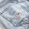 Jeans pour hommes Mode Streetwear Hommes Rétro Bleu Hip Hop Ripped Slim Fit Punk Pantalon Épissé Designer Destroy Biker Homme1