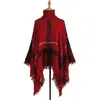 Tassel Cloak Shawl 6 färger kvinnor tröja hög krage stickad pullover poncho cape lös halsduk sjalar lljjo72057933545