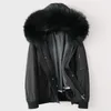 real rabbit fur coats for mens shearling jacket winter parkas raccoon fur collar snow overcoat outerwear warm windbreaker plus size 5XL