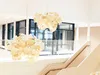 Nordisk kreativ tyg blomma ljuskrona modern LED ljuskronor Rustik bar bambu hängande lampa hotell restaurang deco luminaria