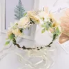 Bridal Flower Crown Wreath Barnflickor Stereo Simulering Blommor Huvudbonad Tillbehör Handgjorda Rattan Vävning Princess Garlands S233