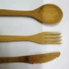 3 szt./Zestaw wielokrotnego użytku Bamboo Partrywale Portable Cutlery Set Noży widelec łyżka obozu turystycznego Zestaw naczynia gotowania kuchenne BH2308 Cy