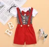 Baby Clothes Kids Boys Bow Formal Clothing Sets Infant Gentleman Party Suit Summer Cotton Rompers Suspender Shorts Pants Suits D824