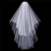 Cheap Exquisite Short Bridal Veil Netting Two-Layer Short Wedding Veil With Comb Fingertip Length Handmade Noble White Ivory Headwear Tulle