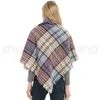 Kobiety Szaliki Plaid Siatka Tassel Invarvize Check Szal Tartan Kaszmirowy Trójkąt Szalik Winter Neckerchief Koc Okładki TTA1748-11