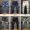 Jeans masculinos 6 colores para hombres rasgados flacos angustiados destruidos destruidos ajuste de la rodilla estirado pantalones de mezclilla de mezclilla casual para hombres