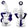 Blue Glass Pipes Beaker Smoking Pipe Pyrex Hand Pipe Dry Herb Handle Glass Recycler Dab Rig Showerhead Inline Hookah