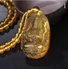 Haute qualité citrine naturelle sculptée statue de Bouddha heureux amulette dames collier pendentif force aura cristal de guérison bijoux hommes