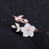 Zarte Zirkon Kristall Blatt Shell Blume Steine Ring für Frauen Damen Mädchen Rose Gold Farbe Finger Bague248y