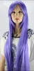 Perruque gratuite Kuroneko violet chat cosplay perruque soyeuse naturelle plat violet foncé cheveux pleines perruques