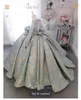 Gown Vintage Ball New Flower Girls Dresses Long Sleeve Appliqued Beads Girl Pageant Big Bow Kids Prom Dress