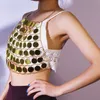 Nyaste Sexiga Sequins Body Chest Chain Night Club Beach Bikini Bra Slave Harness Chain Trendy Smycken