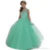 Fiesta Vestido De Sheer Neck Pageant Simple Applique With Beads Sequins A Line Flower Girls Prom Party Dress
