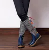 Hot Sale-2019 Winter Herbst Frau echte Ledernähte Hit-Farbkätzchen-Ferse Frauenstiefel Martin Knie Cowskin Boots Frauenschuhe Eur36-42