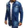 Mężczyźni Spring Jean Jacket Cowboy Płaszcz Wysokiej jakości jesienny styl żebrak dżinsowa luźna cienka rękaw Cowboy xxxl6280333