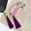 13 Colors Long Tassel Earrings Bohemian Vintage Black Red Pink White Blue Silk Crystal stud Earrings For Women Jewelry