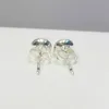 Nouvelles boucles d'oreilles de mode européennes et américaines en argent sterling 925 plaqué or rose pour ensemble de bijoux Pandora CZ diamant cadeau d'anniversaire boucle d'oreille