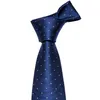 Erkek Busines N-5095 için Hızlı Kargo Mavi Erkek Kravatlar Mendil Kol Düğmeleri Yeni Tasarım Moda İpek Sarı Nokta Boyun Kravatlar