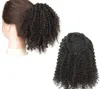 Human Curly rabo de cavalo, Short Elastic Drawstring americano Afro Kinky Curly Hair Extension Rabo-Africano, Puff cabelo rabo de cavalo com clipes 120g