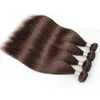 # 4 Medium Brown Straight Bundle Deals Brasilianska Virgin Human Hair Weaves 3 eller 4 buntar 12-24 tum