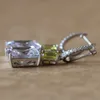 Moda - Cut Cyrkonia English Lock Kolczyki Pierścień Dla Kobiet Party Biżuteria Złoty Kolor Zielony Kryształ Brincos Aneis Mujer