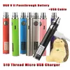 Originele EVOD Voorverwarmen VV Variabele Spanning Micro USB eCig Vape Pen Batterij met eGo Charger 510 Draad UGO V3 v2 Vaporizer 650 900mAh