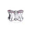 2019 Wiosna Ogród Olśniewający Różowy Butterfly Urok Pasuje oryginalne Pandora Bransoletki Bransoletki 925 Sterling Silver Charm Nici Insect Luźne Koraliki